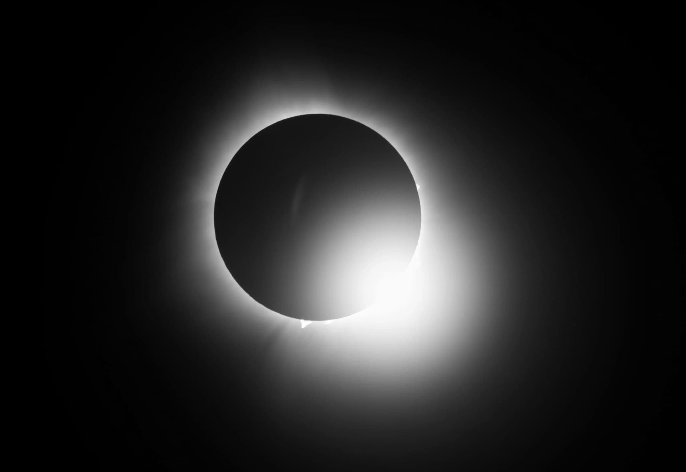 Total solar eclipse, corona ring on black