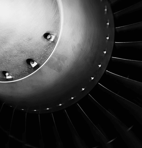 Jet engine turbine, monochrome