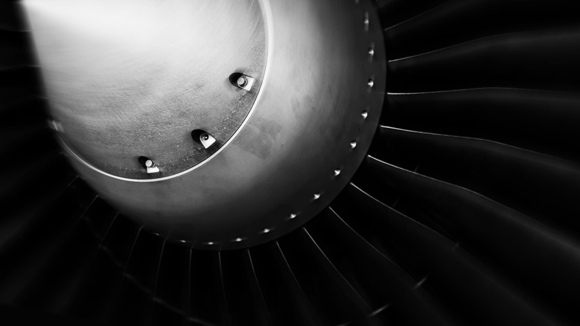 Jet engine turbine blades, monochrome